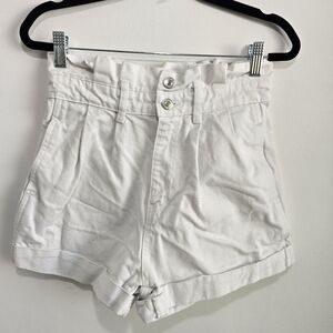 Forever 21 paper bag waist shorts white denim size medium
